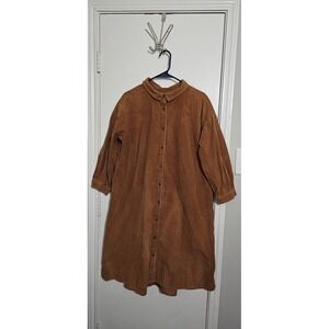 SM2 Samansa Mos2 Women's Corduroy Collared Dress Size F Granny Core Minimalist